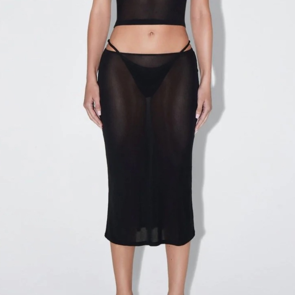 KHY MESH MIDI SKIRT BLACK XS